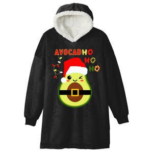 Avocado Lover Christmas Santa Ho Ho Ho Vegan Vegetarian Pun Hooded Wearable Blanket