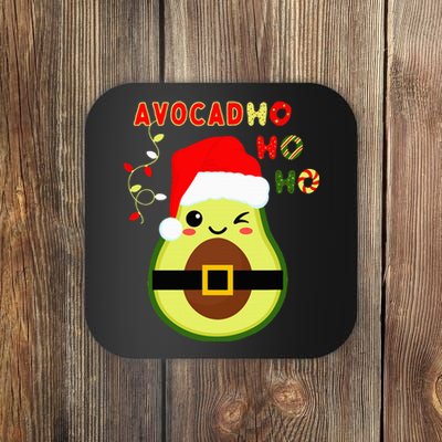 Avocado Lover Christmas Santa Ho Ho Ho Vegan Vegetarian Pun Coaster