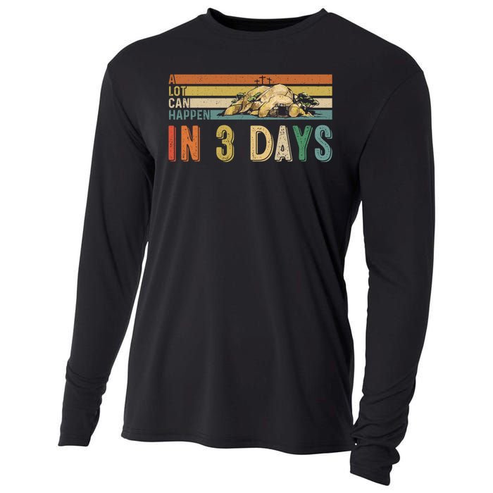 A Lot Can Happen In 3 Days Easter Retro Vintage Sunset Cooling Performance Long Sleeve Crew