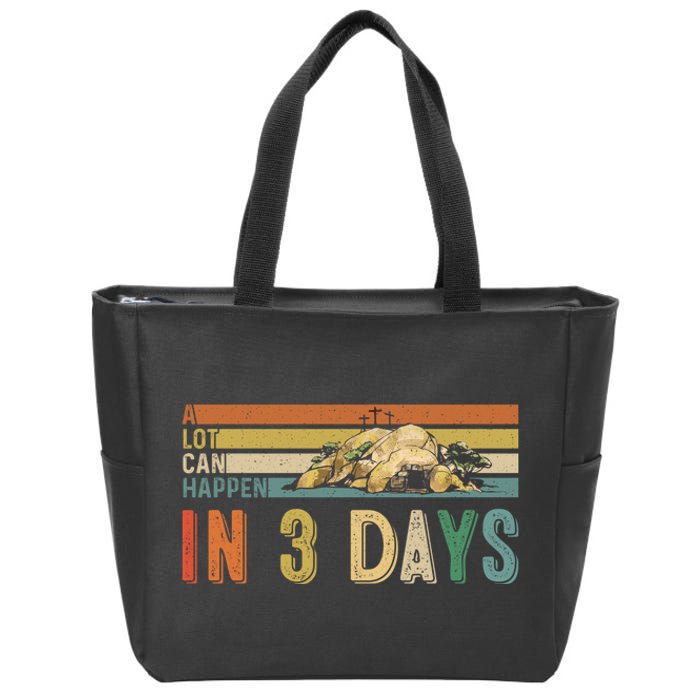 A Lot Can Happen In 3 Days Easter Retro Vintage Sunset Zip Tote Bag