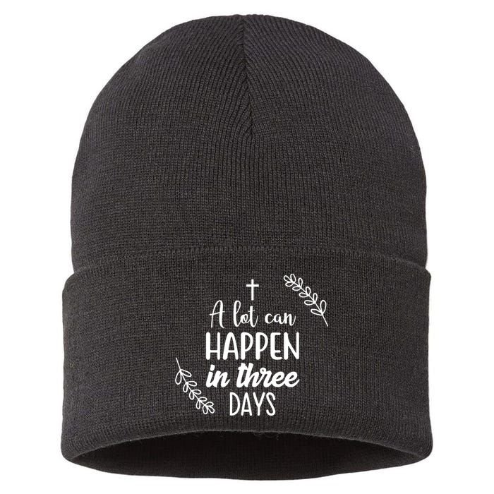 A Lot Can Happen In Three Days Easter Jesus Sustainable Knit Beanie