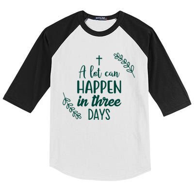 A Lot Can Happen In Three Days Easter Jesus Kids Colorblock Raglan Jersey