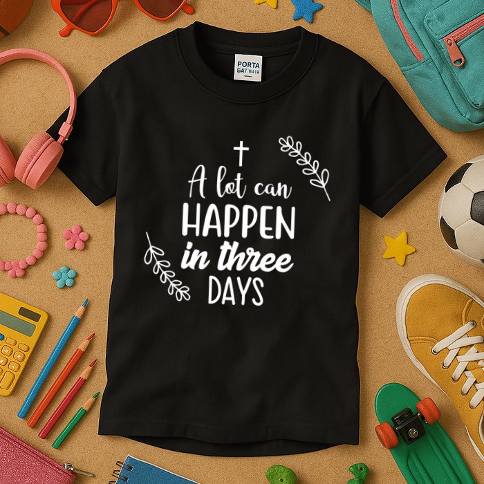 A Lot Can Happen In Three Days Easter Jesus Kids T-Shirt