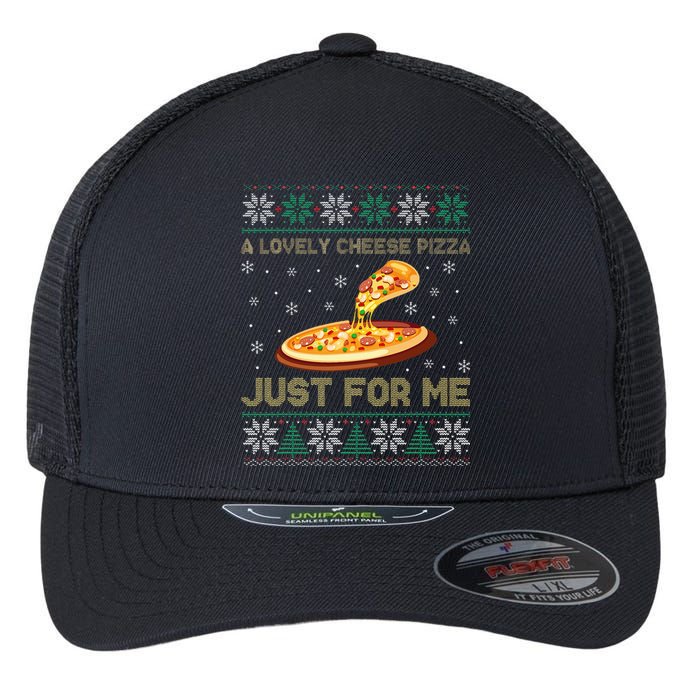 A Lovely Cheese Pizza Just For Me Christmas Pizzeria Cheesy Flexfit Unipanel Trucker Cap