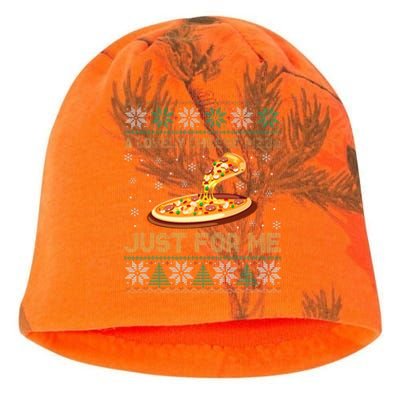 A Lovely Cheese Pizza Just For Me Christmas Pizzeria Cheesy Kati - Camo Knit Beanie