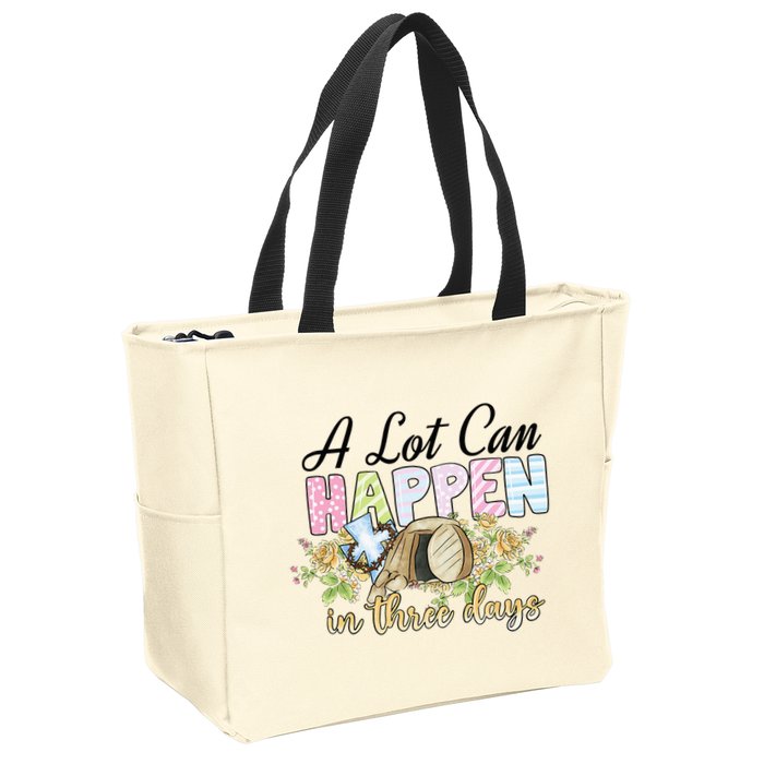 A Lot Can Happen in 3 Days gift for Easter Day Zip Tote Bag