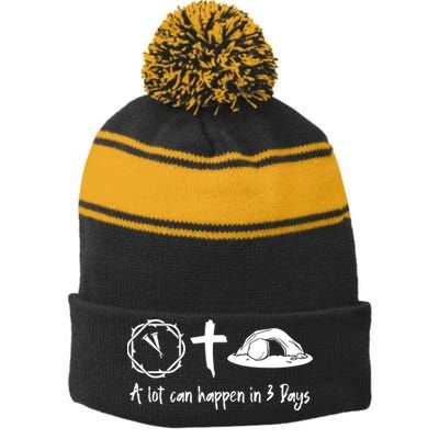 A Lot Can Happen In 3 Days Easter Day Stripe Pom Pom Beanie