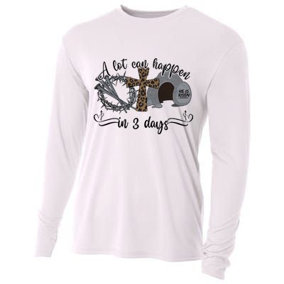 A Lot Can Happen In 3 Days He Is Risen Jesus God Faith Easter Day Cooling Performance Long Sleeve Crew