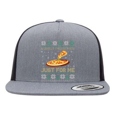 A Lovely Cheese Pizza Just For Me Christmas Pizzeria Cheesy Flat Bill Trucker Hat