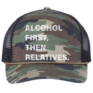 Alcohol First Then Relatives Retro Rope Trucker Hat Cap