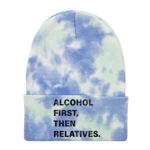 Alcohol First Then Relatives Tie Dye 12in Knit Beanie