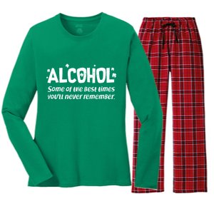 Alcohol Some of the Best Times You'll Never Remember Women's Long Sleeve Flannel Pajama Set 