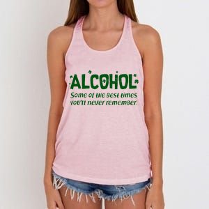 Alcohol Some of the Best Times You'll Never Remember Women's Knotted Racerback Tank