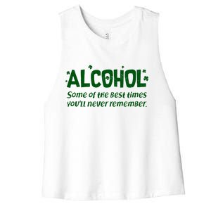 Alcohol Some of the Best Times You'll Never Remember Women's Racerback Cropped Tank