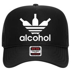 Alcohol Sports Logo High Crown Mesh Back Trucker Hat