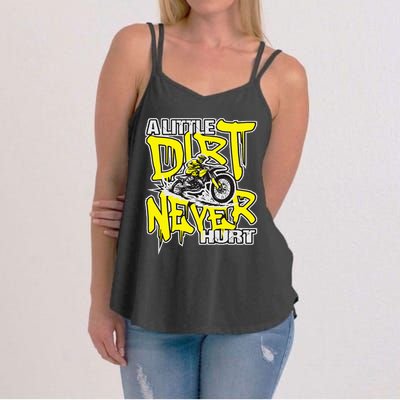 A Little Dirt Never Hurt Dirt Bike Mx Bike Rider Motocross Women's Strappy Tank