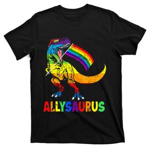 Allysaurus LGBT Dinosaur Rainbow Flag Ally LGBT Pride T-Shirt