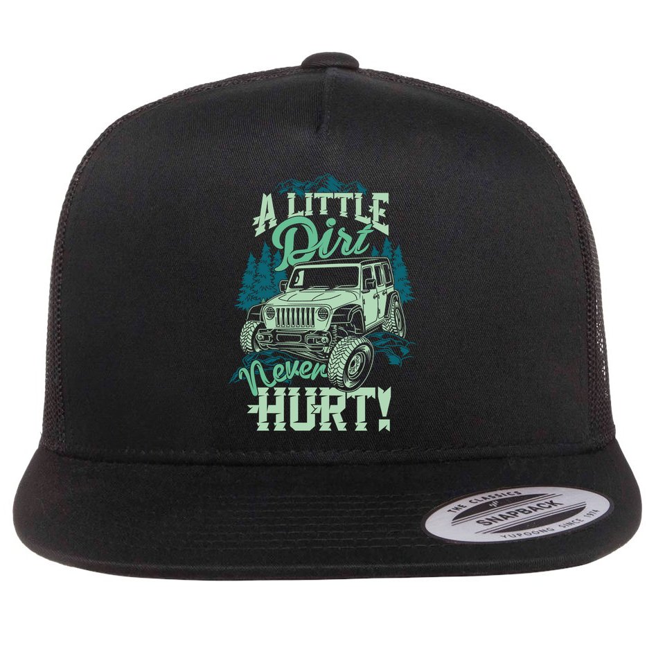 A LITTLE DIRT NEVER HURT Flat Bill Trucker Hat
