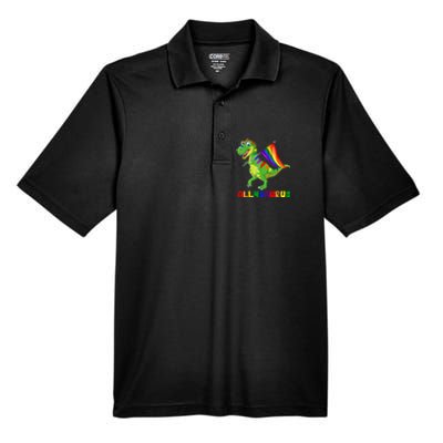 Allysaurus LGBT Dinosaur Rainbow Flag Ally LGBT Pride Men's Origin Performance Pique Polo