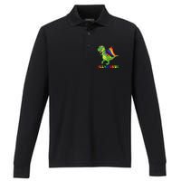 Allysaurus LGBT Dinosaur Rainbow Flag Ally LGBT Pride Performance Long Sleeve Polo