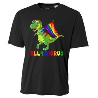 Allysaurus LGBT Dinosaur Rainbow Flag Ally LGBT Pride Cooling Performance Crew T-Shirt