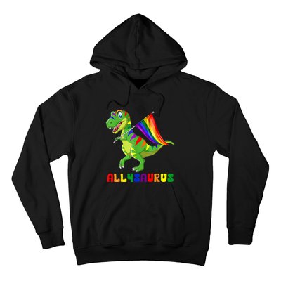 Allysaurus LGBT Dinosaur Rainbow Flag Ally LGBT Pride Hoodie