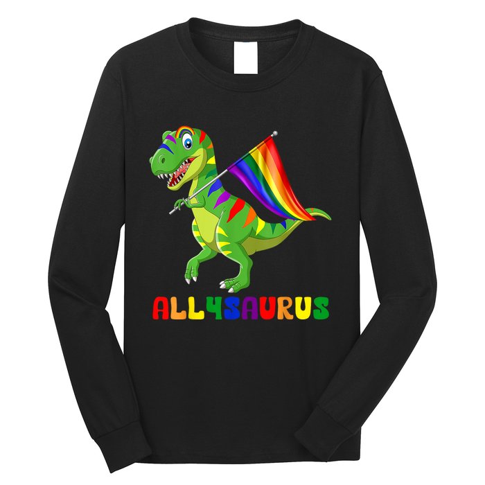 Allysaurus LGBT Dinosaur Rainbow Flag Ally LGBT Pride Long Sleeve Shirt