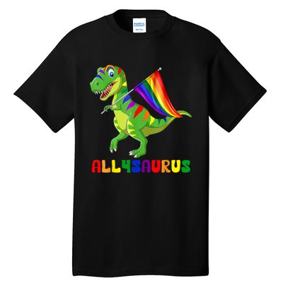 Allysaurus LGBT Dinosaur Rainbow Flag Ally LGBT Pride Tall T-Shirt