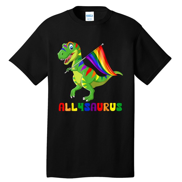 Allysaurus LGBT Dinosaur Rainbow Flag Ally LGBT Pride Tall T-Shirt