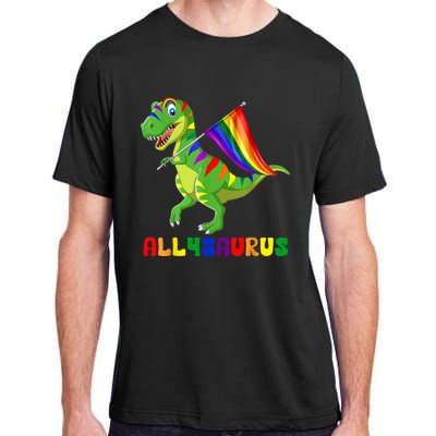 Allysaurus LGBT Dinosaur Rainbow Flag Ally LGBT Pride Adult ChromaSoft Performance T-Shirt