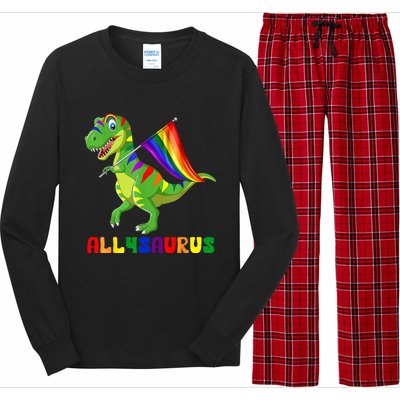 Allysaurus LGBT Dinosaur Rainbow Flag Ally LGBT Pride Long Sleeve Pajama Set