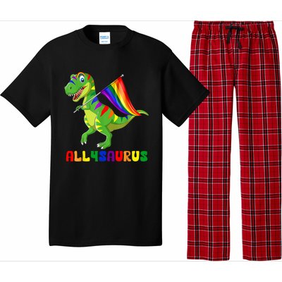 Allysaurus LGBT Dinosaur Rainbow Flag Ally LGBT Pride Pajama Set