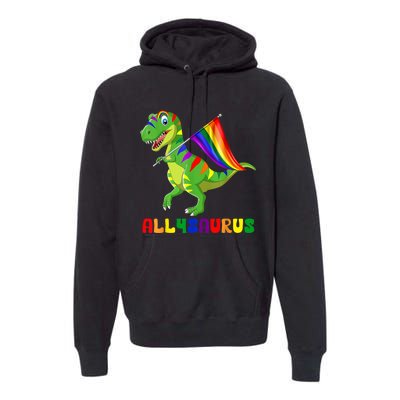 Allysaurus LGBT Dinosaur Rainbow Flag Ally LGBT Pride Premium Hoodie