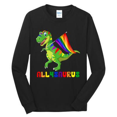 Allysaurus LGBT Dinosaur Rainbow Flag Ally LGBT Pride Tall Long Sleeve T-Shirt