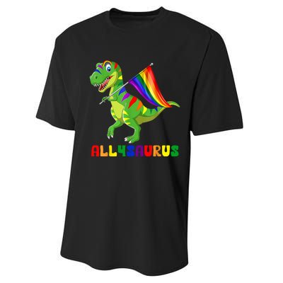 Allysaurus LGBT Dinosaur Rainbow Flag Ally LGBT Pride Performance Sprint T-Shirt