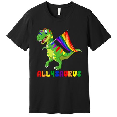 Allysaurus LGBT Dinosaur Rainbow Flag Ally LGBT Pride Premium T-Shirt