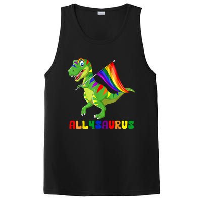 Allysaurus LGBT Dinosaur Rainbow Flag Ally LGBT Pride PosiCharge Competitor Tank