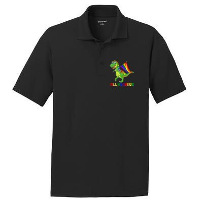 Allysaurus LGBT Dinosaur Rainbow Flag Ally LGBT Pride PosiCharge RacerMesh Polo