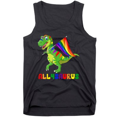 Allysaurus LGBT Dinosaur Rainbow Flag Ally LGBT Pride Tank Top