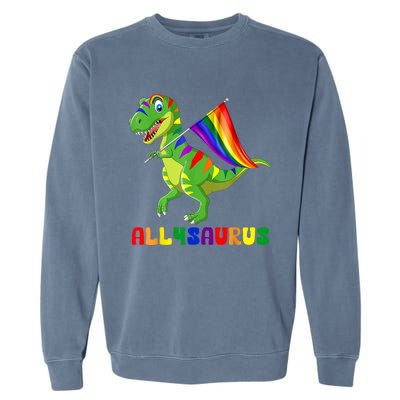 Allysaurus LGBT Dinosaur Rainbow Flag Ally LGBT Pride Garment-Dyed Sweatshirt