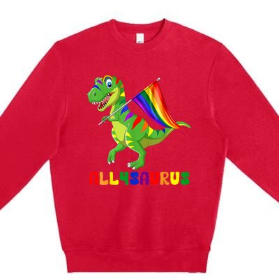 Allysaurus LGBT Dinosaur Rainbow Flag Ally LGBT Pride Premium Crewneck Sweatshirt