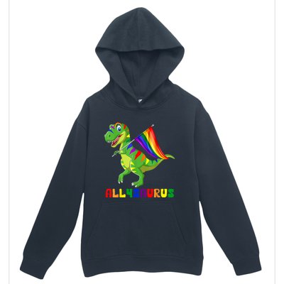 Allysaurus LGBT Dinosaur Rainbow Flag Ally LGBT Pride Urban Pullover Hoodie