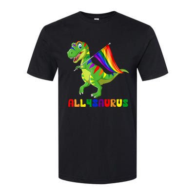 Allysaurus LGBT Dinosaur Rainbow Flag Ally LGBT Pride Softstyle CVC T-Shirt