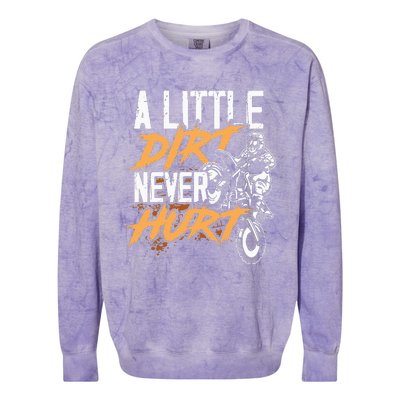 A Little Dirt Never Hurt Funny Motocross Dirt Bike Colorblast Crewneck Sweatshirt