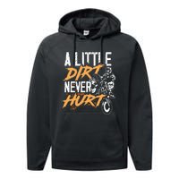 A Little Dirt Never Hurt Funny Motocross Dirt Bike Performance Fleece Hoodie