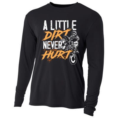 A Little Dirt Never Hurt Funny Motocross Dirt Bike Cooling Performance Long Sleeve Crew