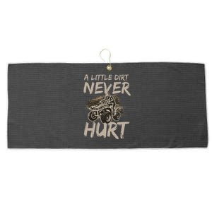 A Little Dirt Never Hurt Atv 4 Wheeler Funny Quad Present Large Microfiber Waffle Golf Towel