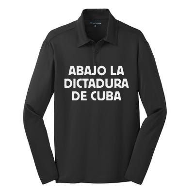 Abajo La Dictadura De Cuba Silk Touch Performance Long Sleeve Polo