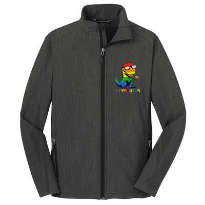 Allysaurus Lgbt Dinosaur Rainbow Flag Ally Lgbt Pride Core Soft Shell Jacket