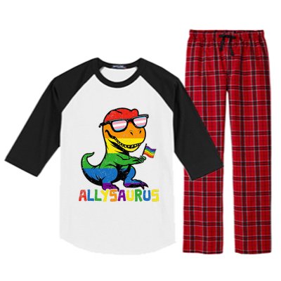 Allysaurus Lgbt Dinosaur Rainbow Flag Ally Lgbt Pride Raglan Sleeve Pajama Set